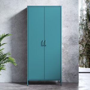 Niebieska Szafa Metalowa na ubrania Modern FLAVIO 185x80 cm