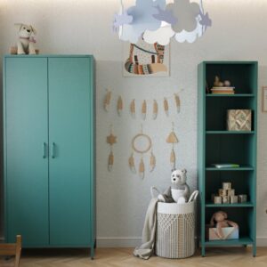 Niebieska Szafa Metalowa na ubrania Modern FLAVIO 185x80 cm