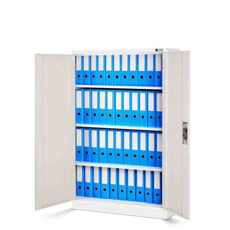 Niska szafa metalowa biurowa loft KEVIN 140x90 cm biała