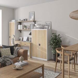 Niska szafa metalowa biurowa loft KEVIN 140x90 cm biała