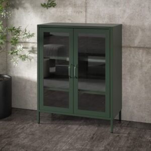 Niska witryna dwudrzwiowa GINA 100x80 cm butelkowa zieleń