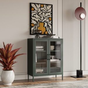 Niska witryna dwudrzwiowa GINA 100x80 cm butelkowa zieleń