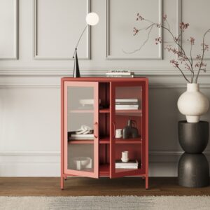 Niska witryna dwudrzwiowa GINA 100x80 cm czerwona