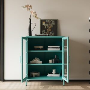 Niska witryna dwudrzwiowa GINA 100x80 cm kolor morski