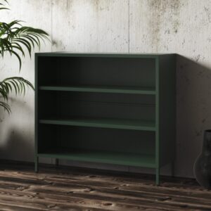 Niski regał metalowy LUCA 100x90 cm butelkowa zieleń