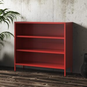 Niski regał metalowy LUCA 100x90 cm czerwony