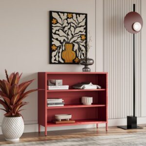 Niski regał metalowy LUCA 100x90 cm czerwony (4)