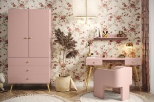 Różowe Biurko z szufladami po obu stronach Milu