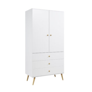 Szafa biała na nóżkach z szufladami 100 cm Milu