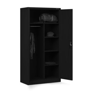 Szafa metalowa dwudrzwiowa z drążkiem DAWID 185x90cm czarna