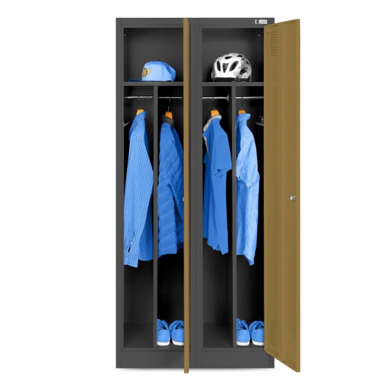 Szafa socjalna BHP loft Eco Design KACPER 180x80 cm czterokomorowa czarna/orzech