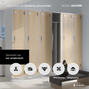 Szafa socjalna BHP loft KACPER 180x80 cm czterokomorowa biała