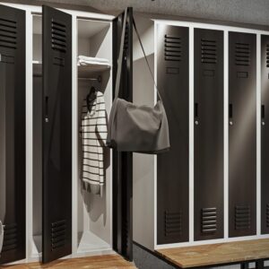 Szafka ubraniowa z Ławką i Daszkiem KACPER II PRO 229x60 cm szaro-czarna