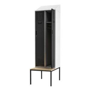 Szafka ubraniowa z Ławką i Daszkiem KACPER II PRO 229x60 cm szaro-czarna