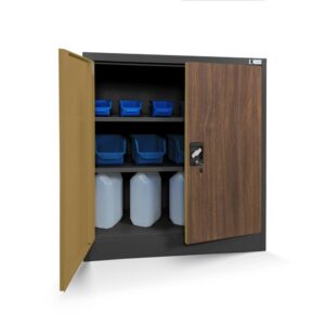 Szafka z półkami BEATA 93x90cm komoda metalowa antracytowaorzech