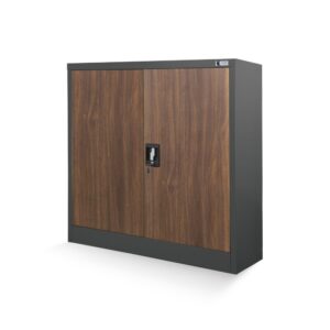 Szafka z półkami BEATA 93x90cm komoda metalowa antracytowaorzech