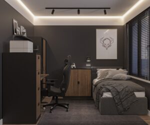 Szafka z półkami BEATA 93x90cm komoda metalowa antracytowaorzech