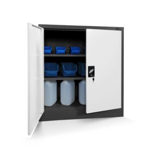 Szafka z półkami BEATA 93x90cm komoda metalowa antracytowo-biała