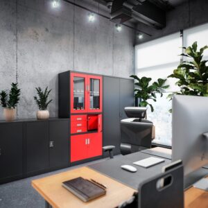 Szafka z półkami BEATA 93x90cm komoda metalowa biała