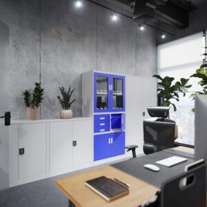 Szafka z półkami BEATA 93x90cm komoda metalowa szara