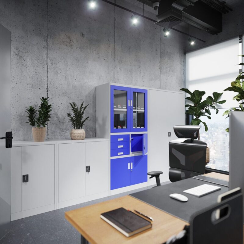 Szafka z półkami BEATA 93x90cm komoda metalowa szara