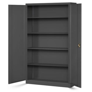 Szeroka szafa biurowa metalowa JAN II z półkami 185x115cm czarna