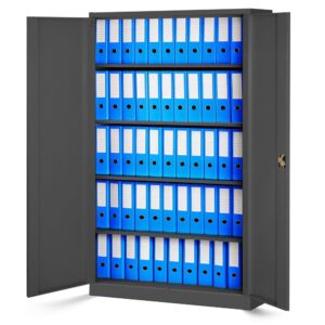 Szeroka szafa biurowa metalowa JAN II z półkami 185x115cm czarna