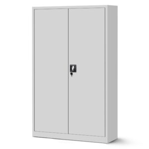 Szeroka szafa biurowa metalowa JAN II z półkami 185x115cm szara