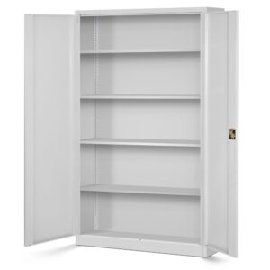 Szeroka szafa biurowa metalowa JAN II z półkami 185x115cm szara