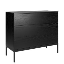 Czarna Komoda 100 cm z 3 szufladami i metalowymi nogami Lokken