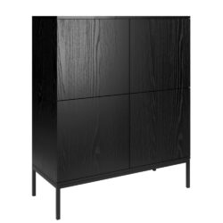 Czarna Wysoka komoda z drzwiczkami i metalowymi nogami Lokken 120 cm