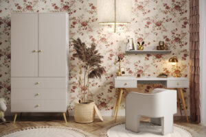 Szafa na nóżkach z szufladami 100 cm Milu szarobeżowa (1)