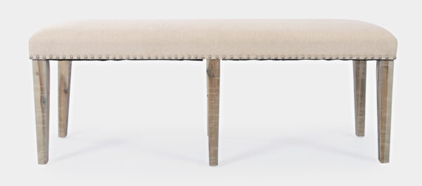 Avola AV1933-52 ławka tapicerowana beżowa jasne drewno 132 cm - obrazek 1