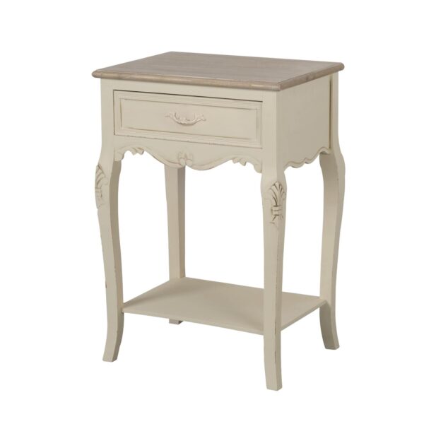 Szafka nocna Rimini RI019 kremowa z jasnobrązowym blatem 47 cm - obrazek 1