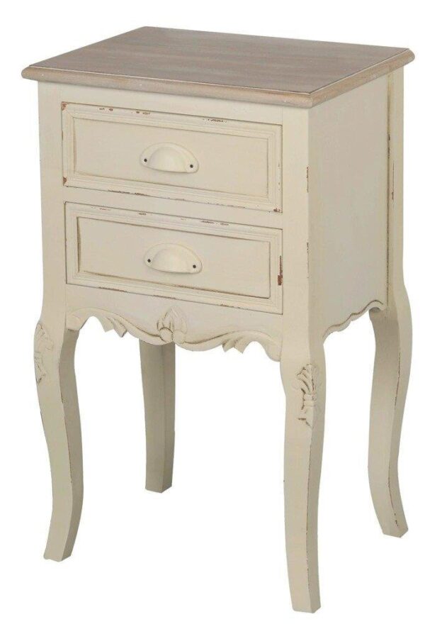 Rimini RI021 Szafka nocna kremowa z jasnobrązowym blatem 41 cm - obrazek 1