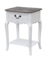 Szafka nocna Rimini White RIW019 biała z ciemnobrązowym blatem 47 cm