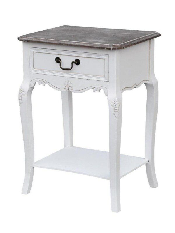 Szafka nocna Rimini White RIW019 biała z ciemnobrązowym blatem 47 cm - obrazek 1