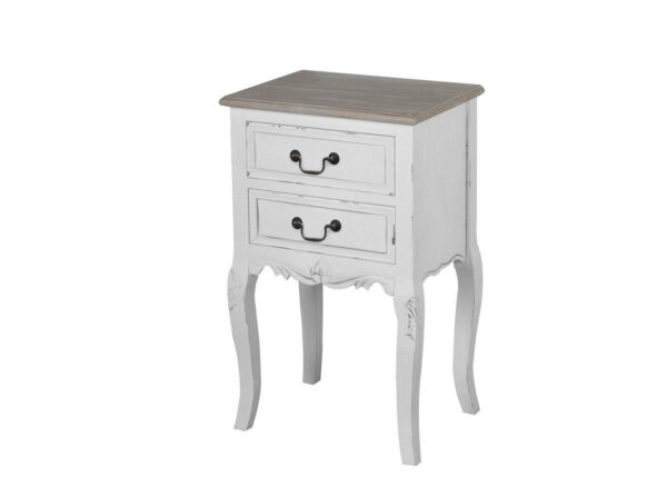 Rimini White RIW021 Szafka nocna biała z ciemnobrązowym blatem 41 cm - obrazek 1