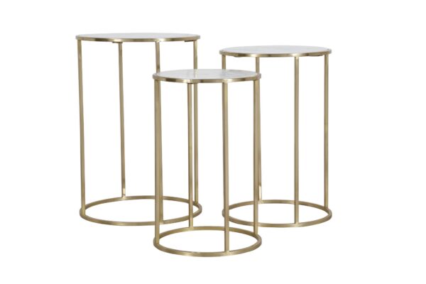 Zestaw złotych stolików Avola AV2130-39 z białym blatem 46 cm - obrazek 1