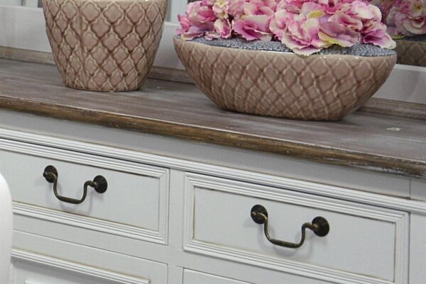 Elegancka Komoda Rimini White RIW024 z Ciemnobrązowym Blatem 110 cm - obrazek 1