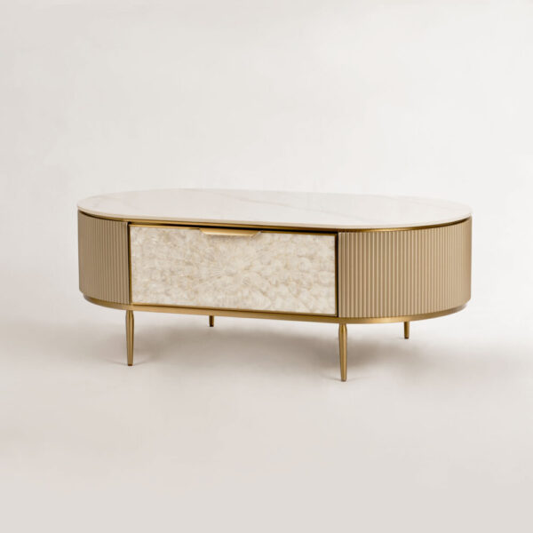 Stolik kawowy Stilig ST907 w jasnoszarym kolorze 122 cm elegancji - obrazek 1