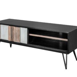 Elegancka Komoda RTV Adesso ADESL01 w Czerni i Szarościach 150 cm