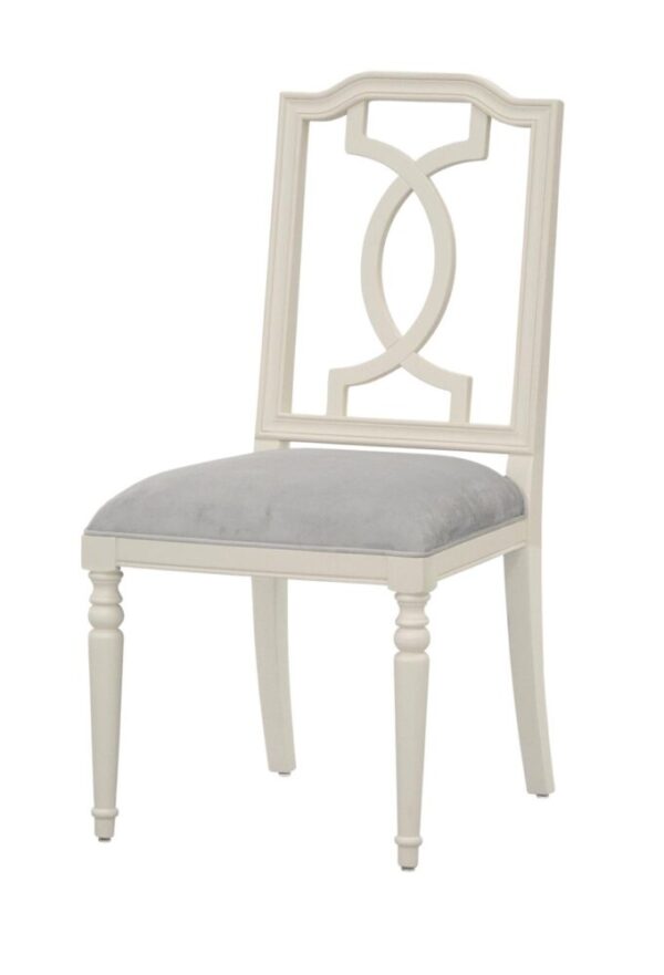 Eleganckie Krzesło Dijon DI27 Jasnokremowe z Szarej Tkaniny 49 cm - obrazek 1