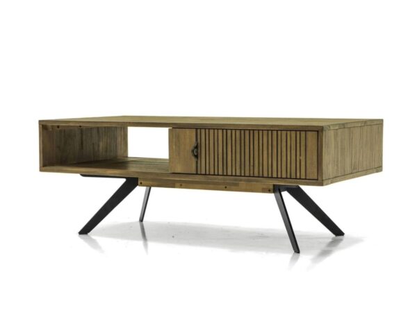 Stylowy brązowy stolik kawowy Massa MASL06 z ciemnografitowymi nogami 120 cm - obrazek 1