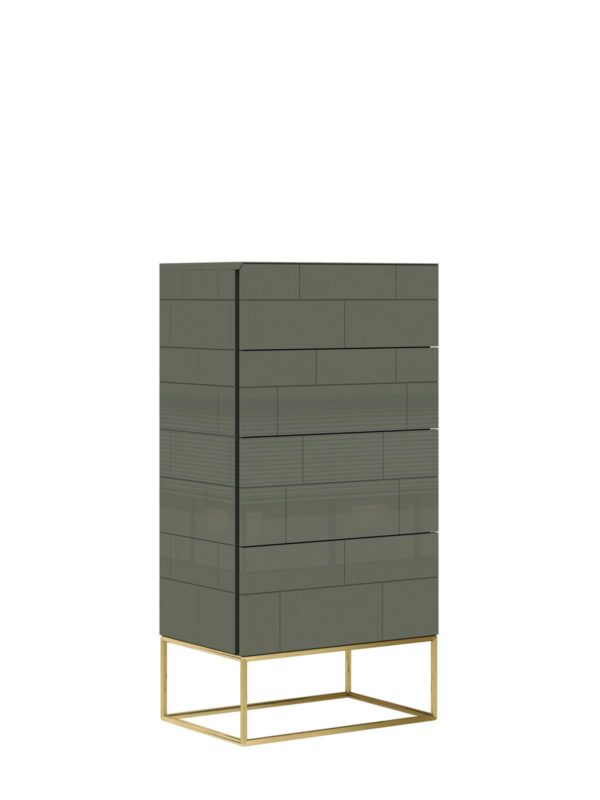 Elegancka Komoda Rose Hill RH03 w Cementowej Zieleni z Złotymi Nogami - obrazek 1