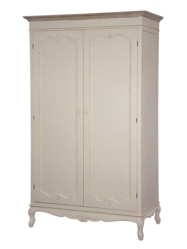 Elegancka szafa Savona SAV044 w kremowym kolorze 120 cm z jasnobrązowym wieńcem - obrazek 1