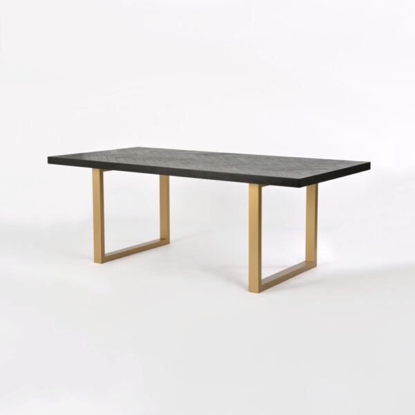 Elegancki Stół Seville SEV01-0 200cm Czarny z Mosiężnymi Nogami - obrazek 1