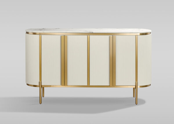 Elegancka Komoda Stilig ST384C w Białym Ecru z Złotymi Akcentami 160 cm - obrazek 1