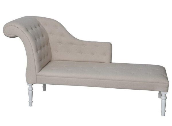 Elegancka Sofa TA320 Szezlong Prawy w Białej Tkaninie Beżowej 175 cm - obrazek 1