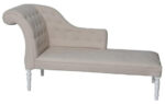 Elegancka Sofa TA320 Szezlong Prawy w Białej Tkaninie Beżowej 175 cm